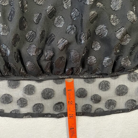 Jennifer Lopez Black Wrap Front Shimmer Sheer Polka Dot Blouse Size XL - Picture 10 of 15